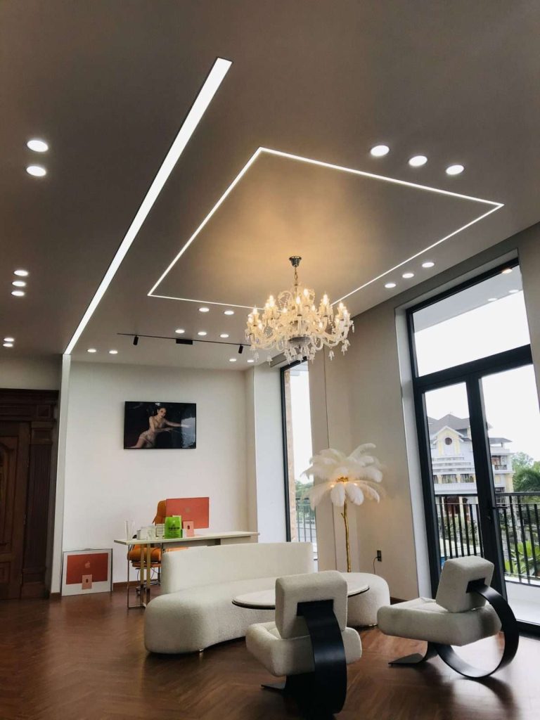 Chiếu sáng phòng khách biệt thự hiện đại bằng đèn LED DU LED Bình Dương